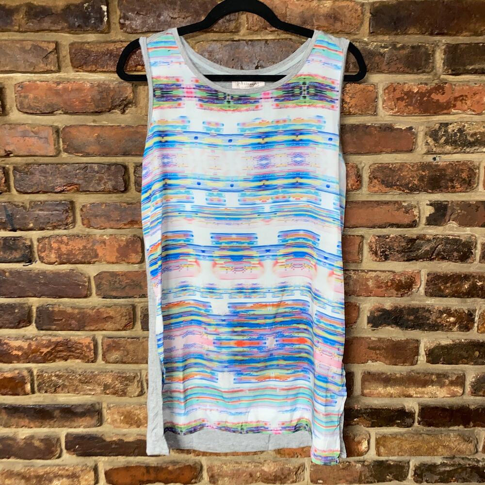 Philosophy Multicolored Abstract Sleeveless Tunic Tank Top Women's Size Medium